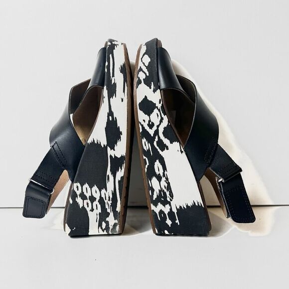 Clarks Collection Sandals Black Leather Sling Back Open Toe Wedge Women's Sz 7 W - Picture 5 of 12